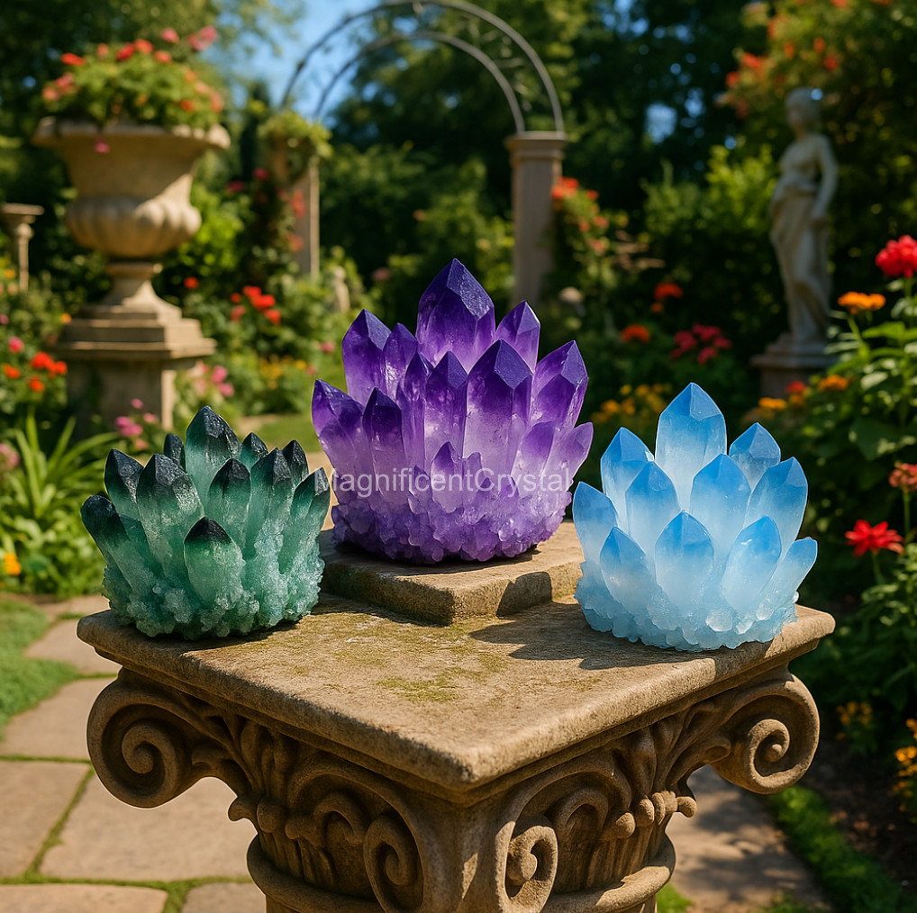 3PCS Blue Green Phantom Amethyst Crystal Cluster Natural Rough Geode Quartz Deco 3PCS Blue Green Phantom Amethyst Crystal Cluster Natural Rough Geode Quartz Deco