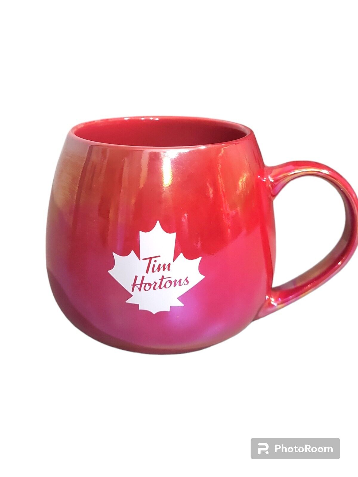 Tim Horton\'s Collectors Mug Canadian Maple Leaf 2020 Red Gloss Iridescent 12oz
