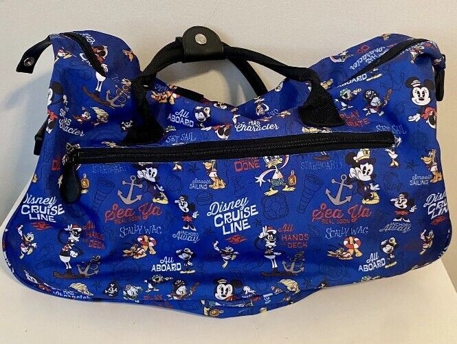 Blue Disney Cruise Line Weekender/Duffle Character Bag Mickey, Minnie, Pluto VGC