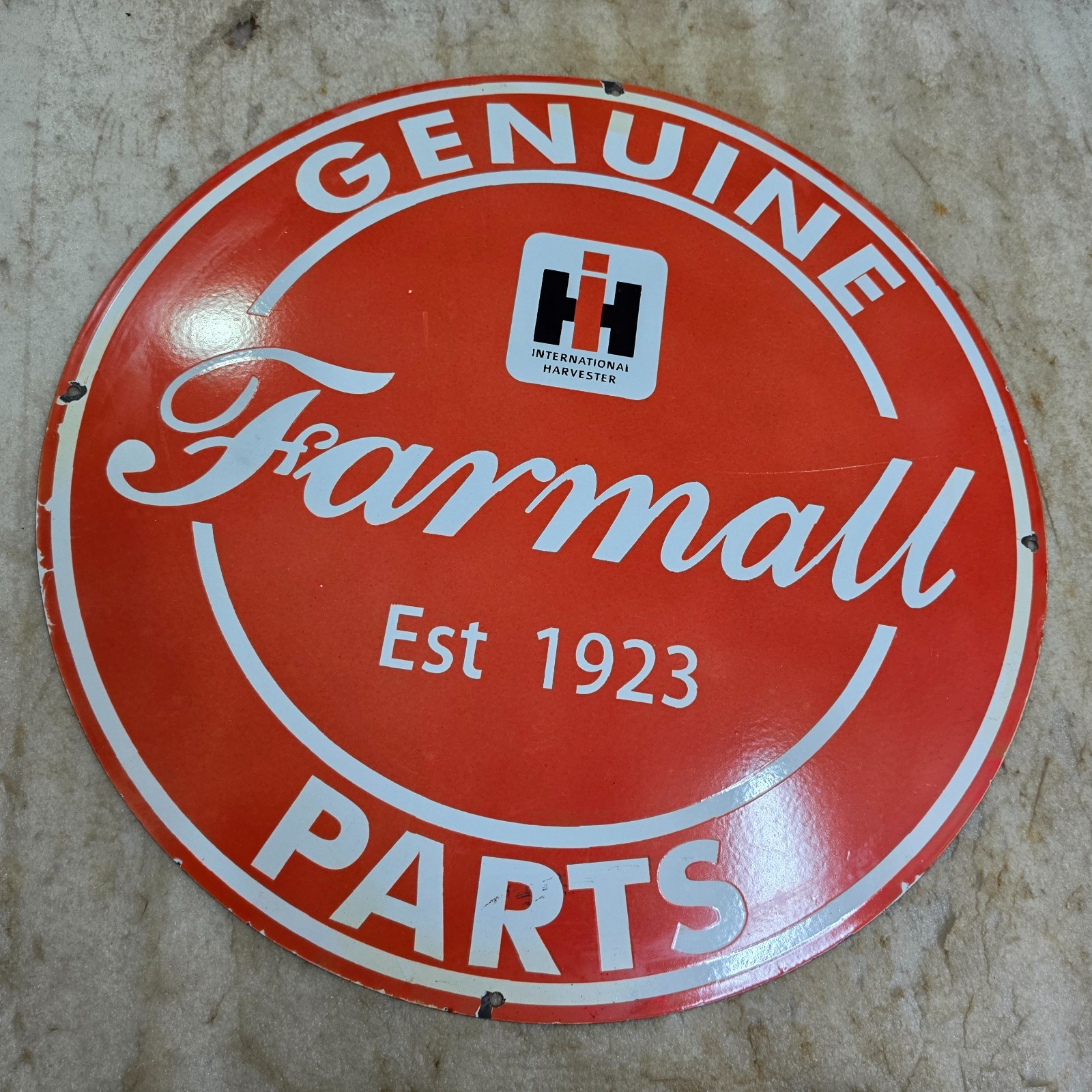 FARMALL PARTS 29 X 29 INCHES PORCELAIN ENAMEL SIGN FARMALL PARTS 29 X 29 INCHES PORCELAIN ENAMEL SIGN