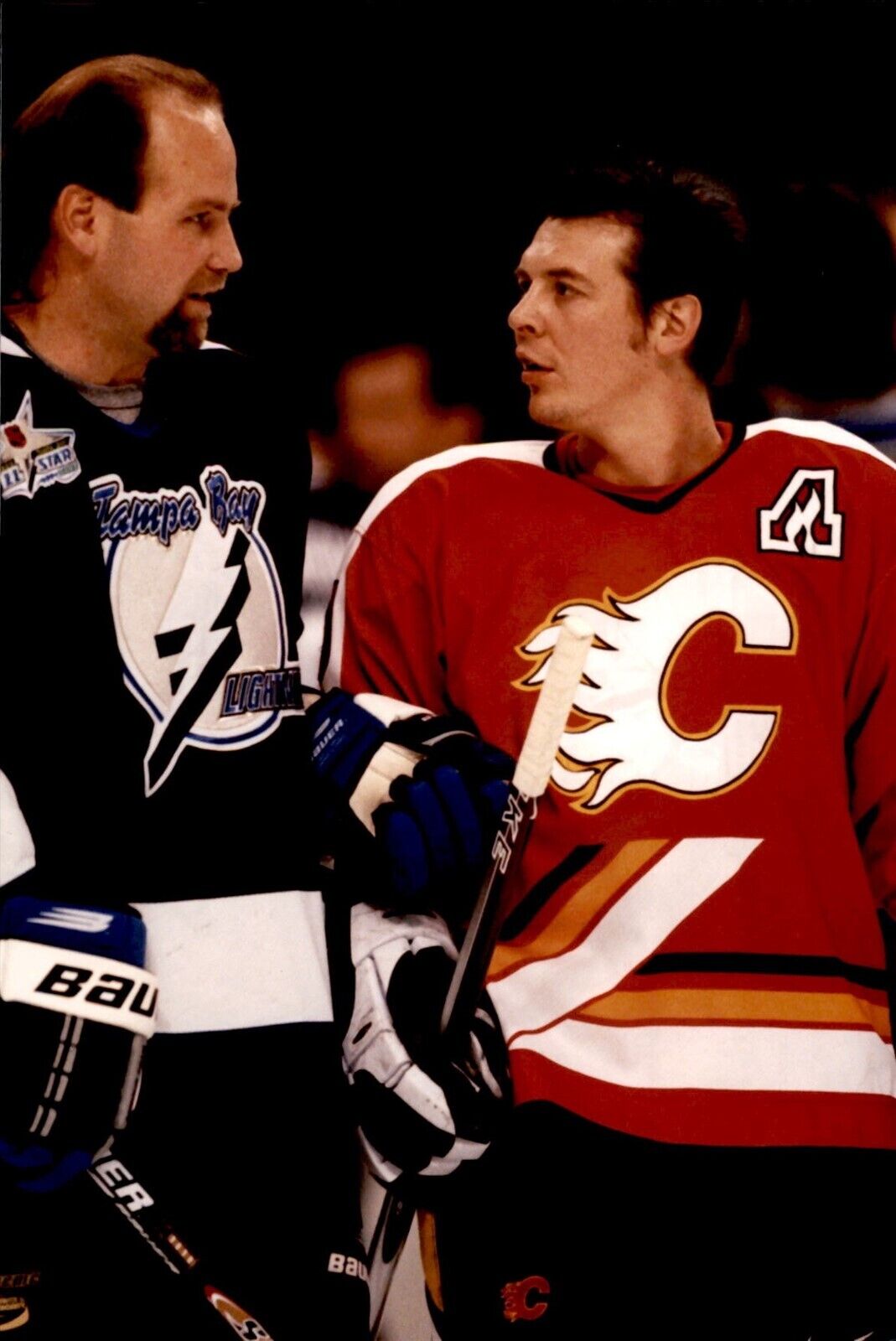 PF23 1999 Original Photo THEO FLEURY WENDEL CLARK NHL ICE HOCKEY ALL-STAR GAME