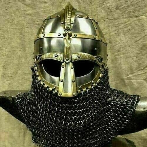 16GA Medieval Viking Helmet Vendel Knight With Chain Mail Viking Helmet Viking, 16GA Medieval Viking Helmet Vendel Knight With Chain Mail Viking Helmet Viking,