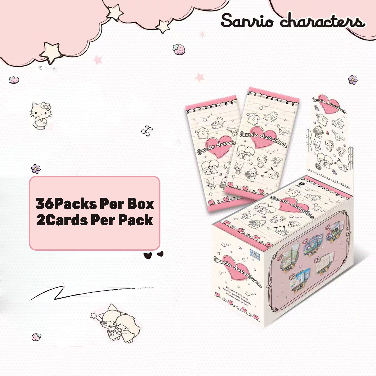 36 Packs KABAO Sanrio Characters Collection Trading Cards Booster Sealed Box New