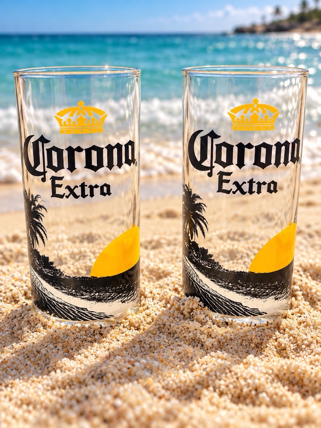 CORONA EXTRA Sunset Set of 2 Beer Glasses CORONA EXTRA Sunset Set of 2 Beer Glasses