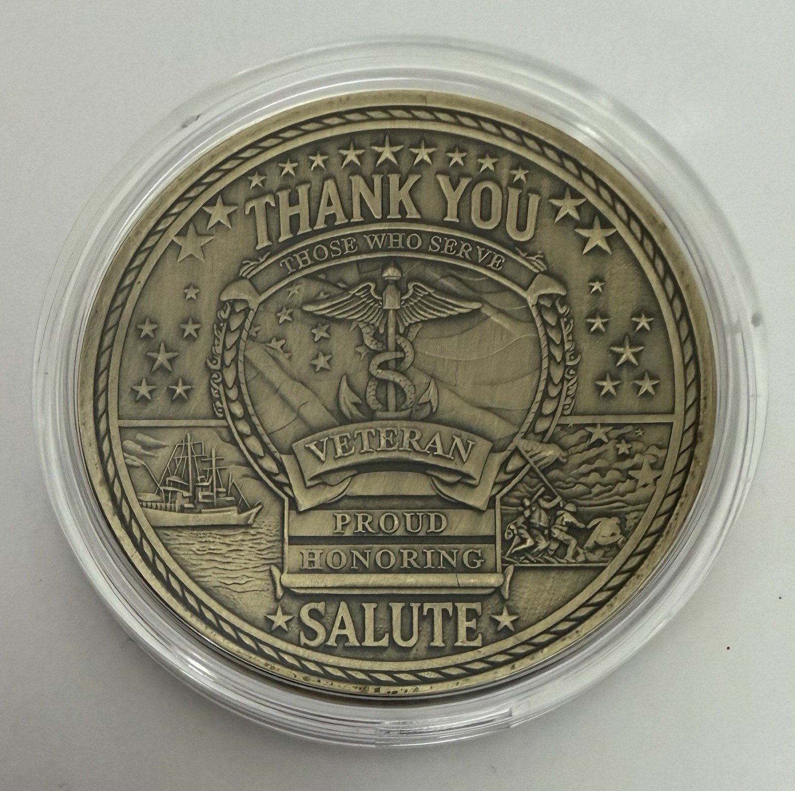 Veteran Thank You Coin - Challenge Military Honor Brave Salute - in coin case Veteran Thank You Coin - Challenge Military Honor Brave Salute - in coin case