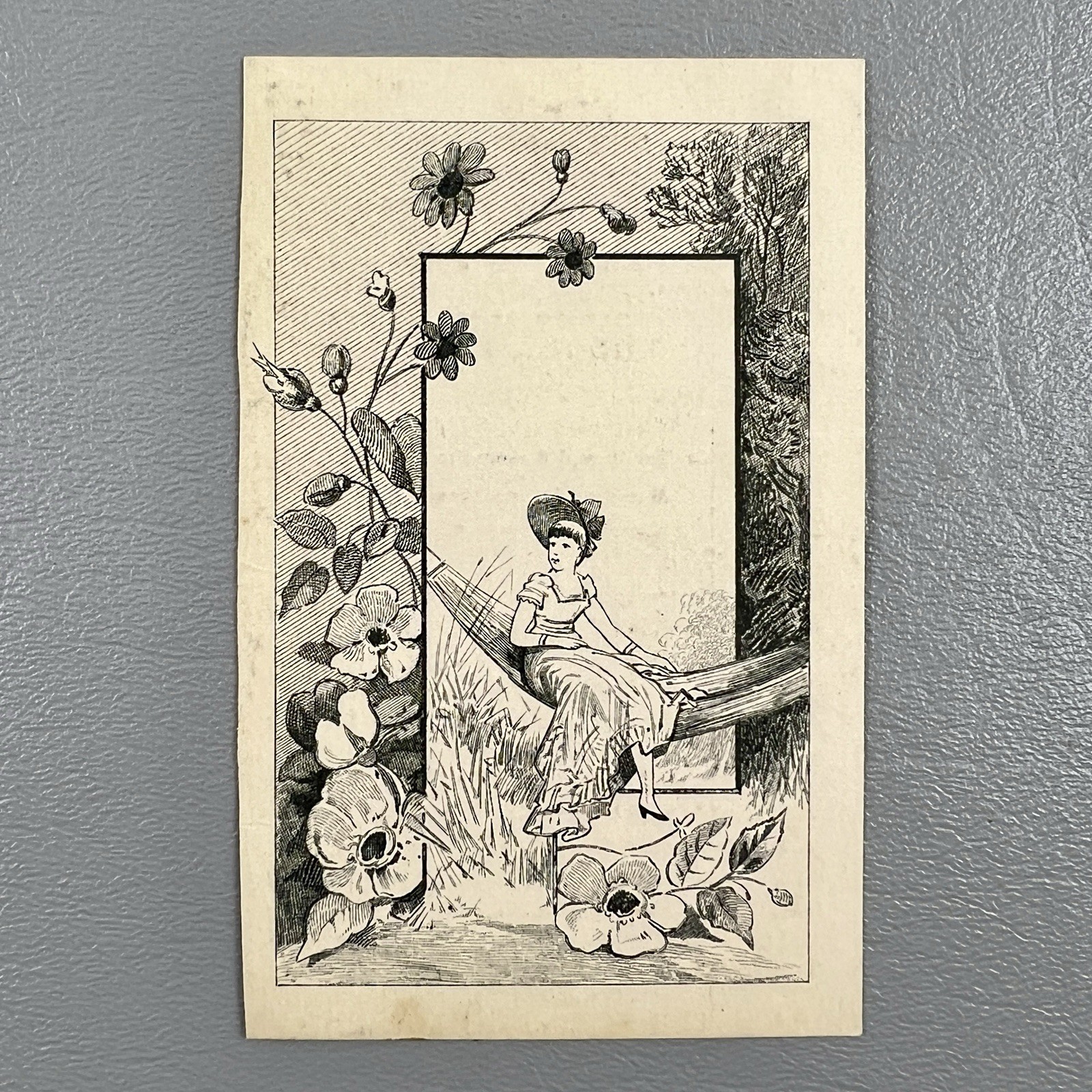 Victorian 1882 Trade Card Steamer Empire State Woman Hammock Flowers 4.25x2.5\ Victorian 1882 Trade Card Steamer Empire State Woman Hammock Flowers 4.25x2.5\