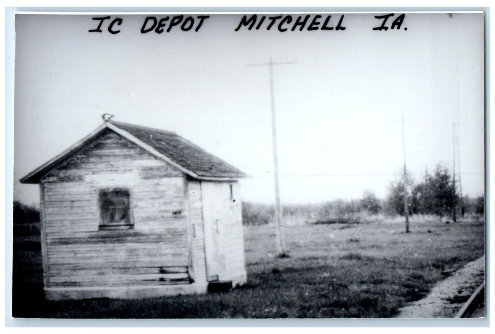 c1960 Mitchell Iowa IA Vintage Railroad Train Depot Station RPPC Photo Postcard