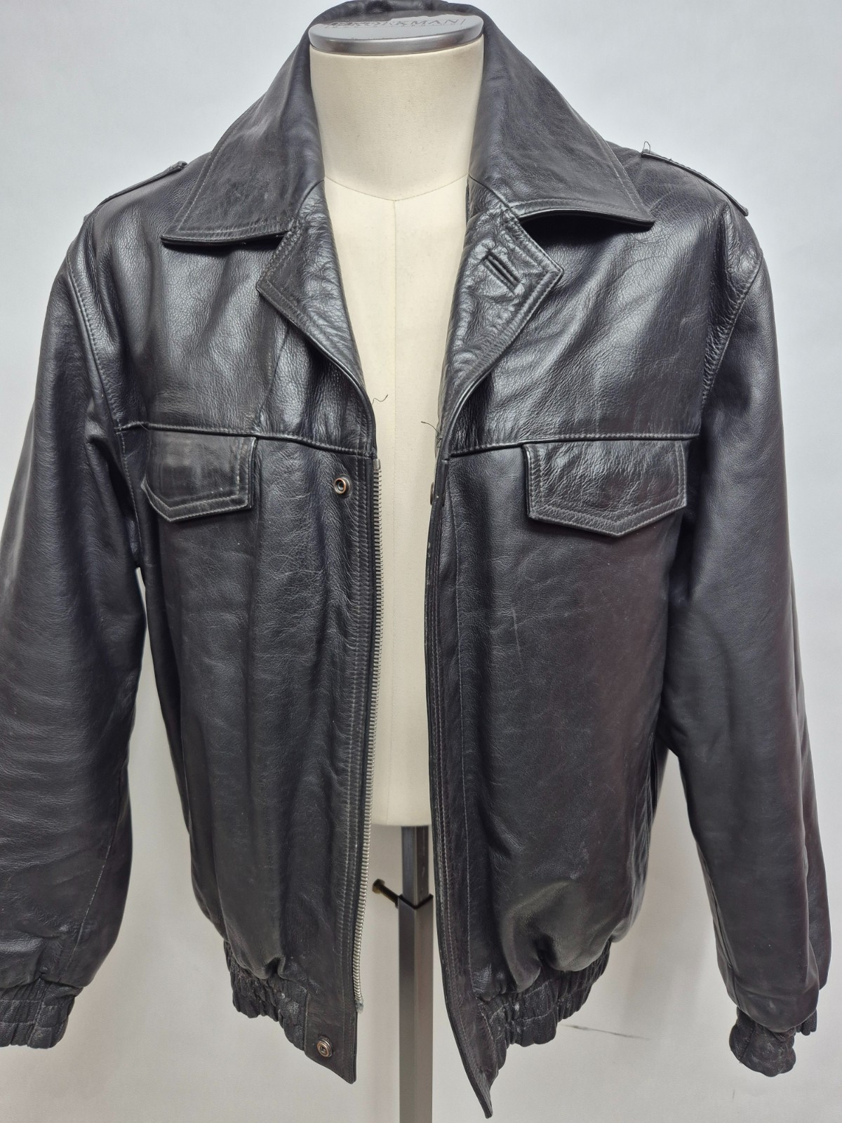 Vintage (2001) Police Leather Jacket Black Size 52 Vintage (2001) Police Leather Jacket Black Size 52