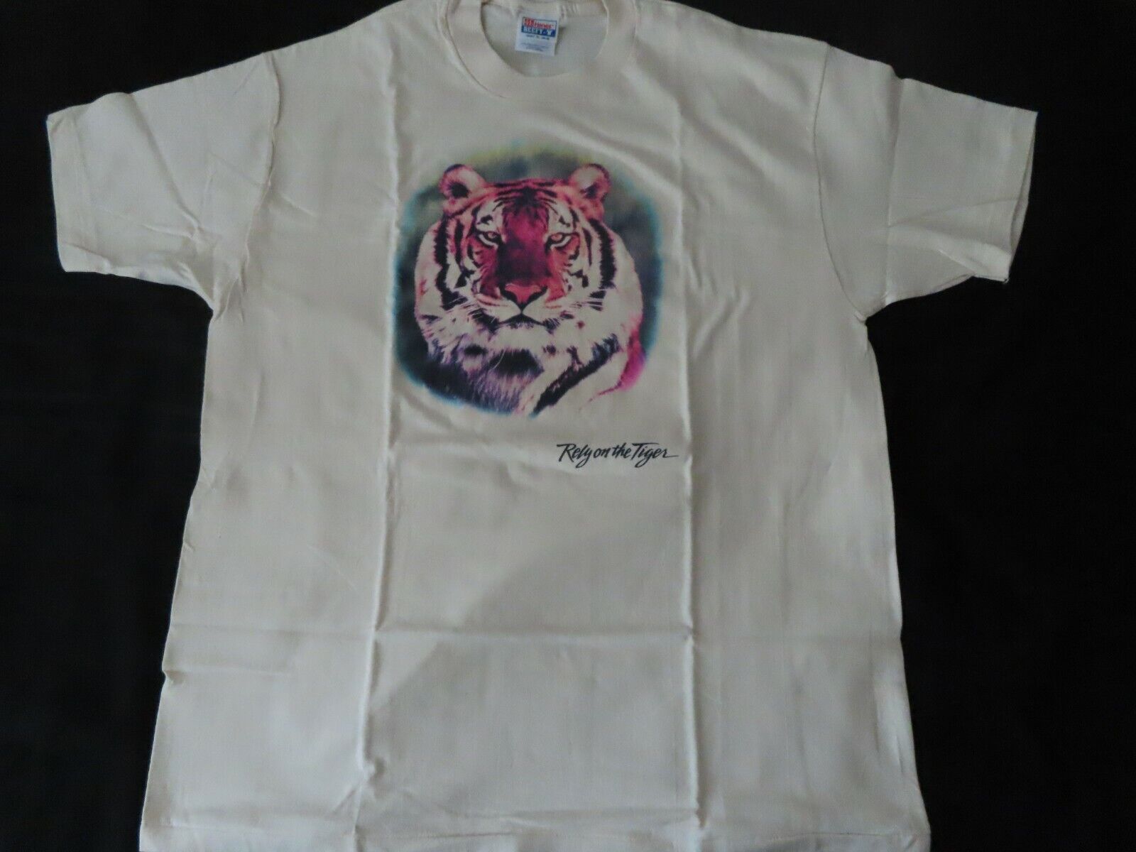vintage Rely on the Tiger made in USA XL tshirt Exxon Oil Gas SingleStitch hanes