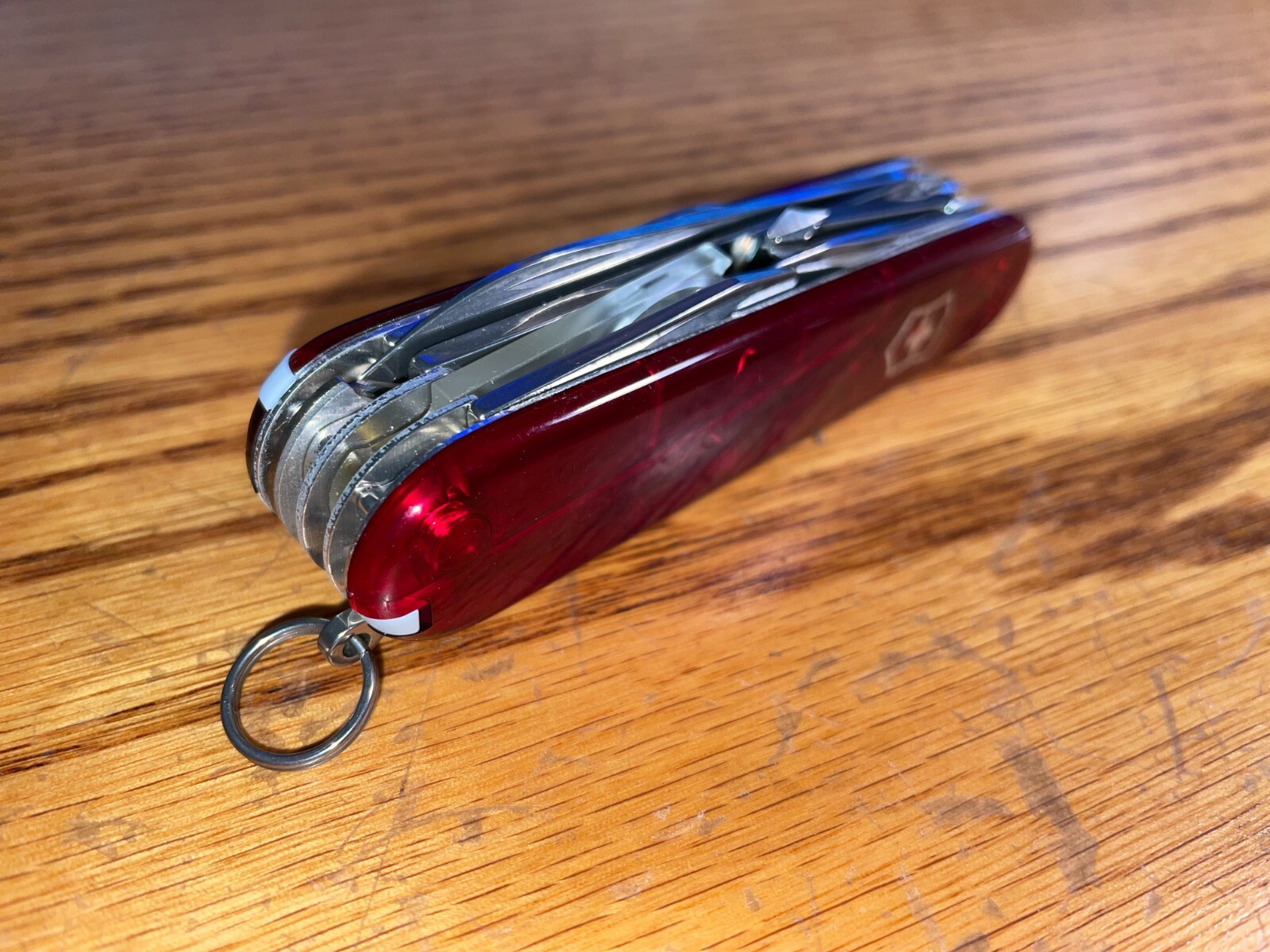 New Victorinox Swiss Army 91mm Knife  EXPLORER PLUS  Ruby Red  1.6703-T  +