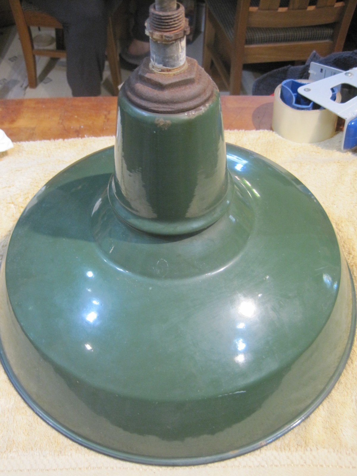 Vintage Industrial 14 inch Green Porcelain Light Fixture Vintage Industrial 14 inch Green Porcelain Light Fixture