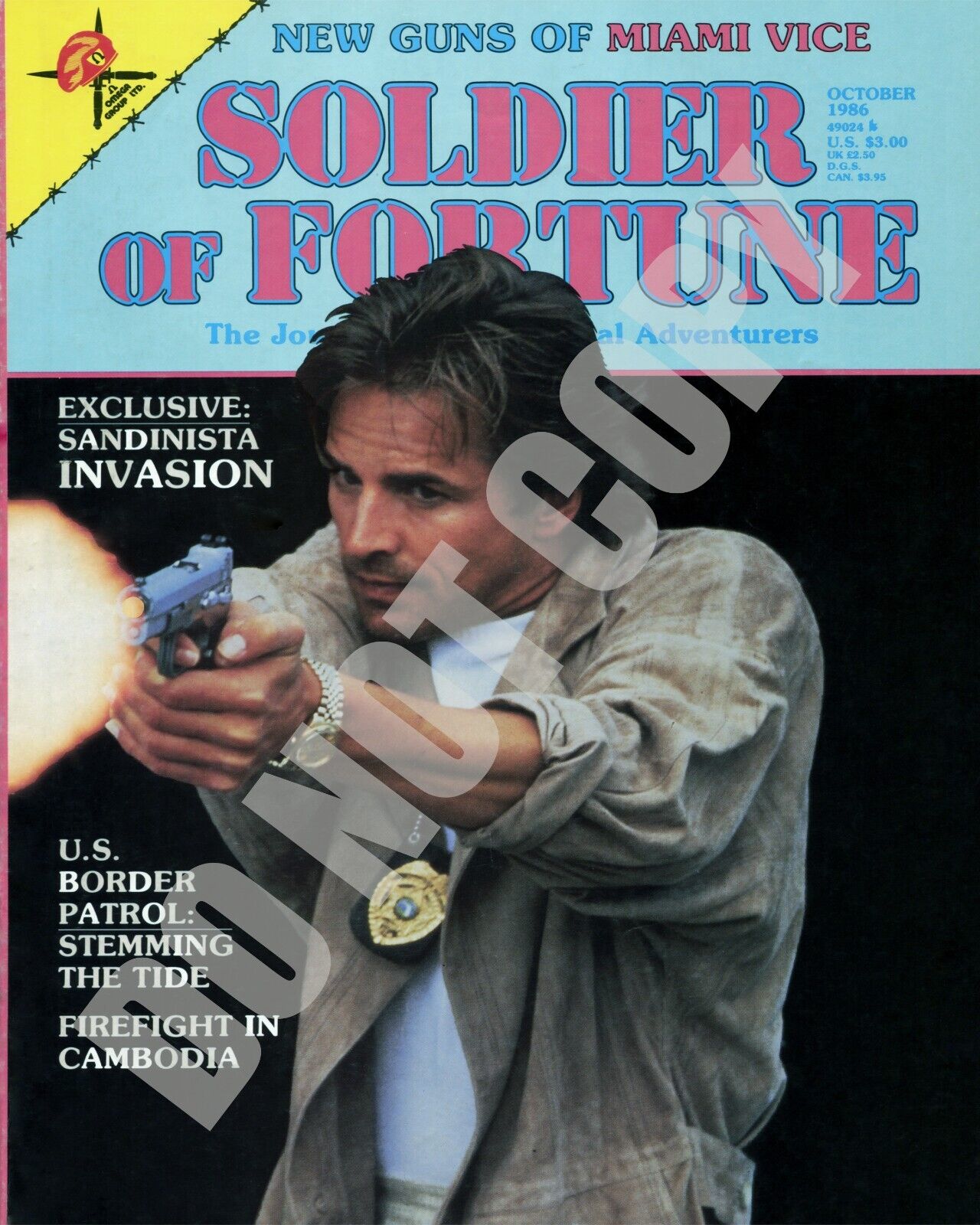 1986 Don Johnson Miami Vice TV Show Cover Soldier of Fortune Magazine 8x10 Photo
