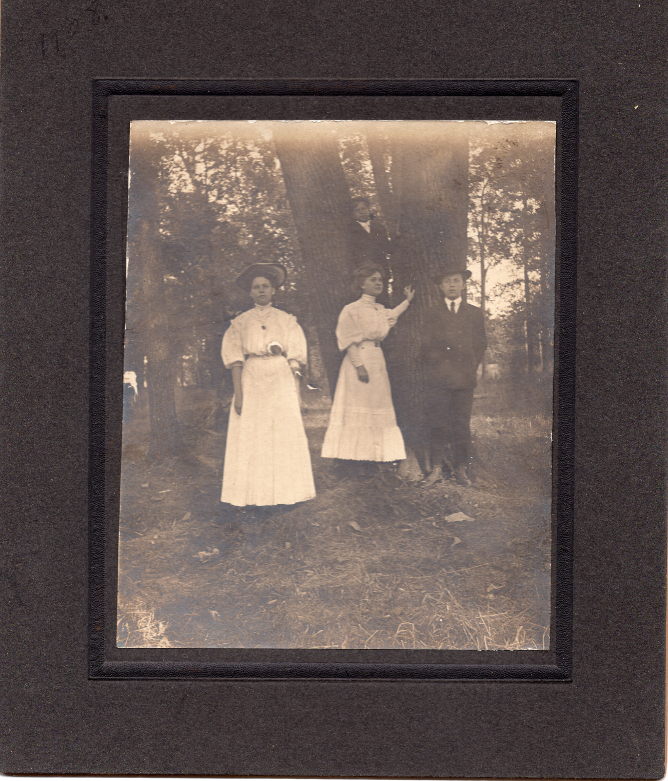 Antique Board Mounted Photo c1910, Family in the Woods in Tea Gowns Suits Antique Board Mounted Photo c1910, Family in the Woods in Tea Gowns Suits