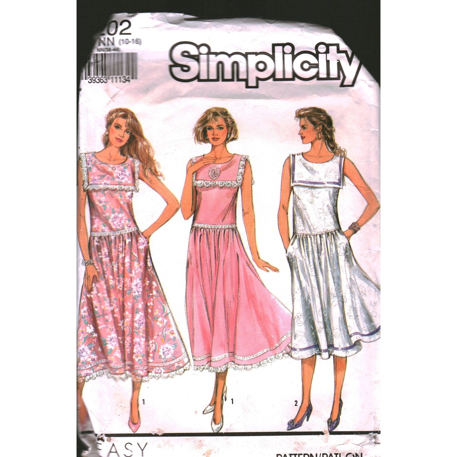 Simplicity 7202 Vintage 80s Dress Sewing Pattern Misses Sz 10-16 Cut Easy Retro Simplicity 7202 Vintage 80s Dress Sewing Pattern Misses Sz 10-16 Cut Easy Retro