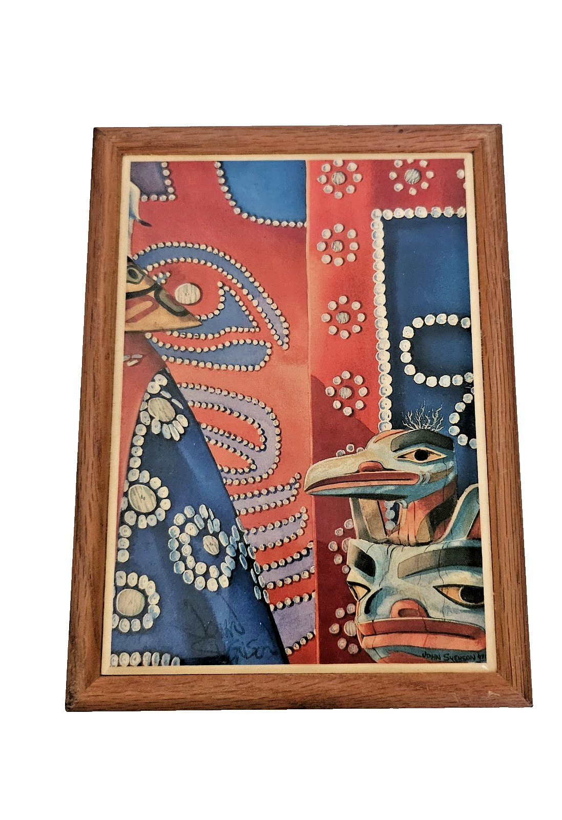 Vintage Wooden Keepsake Box Inlaid Ceramic Tile Native Indigenous Culture Art Vintage Wooden Keepsake Box Inlaid Ceramic Tile Native Indigenous Culture Art
