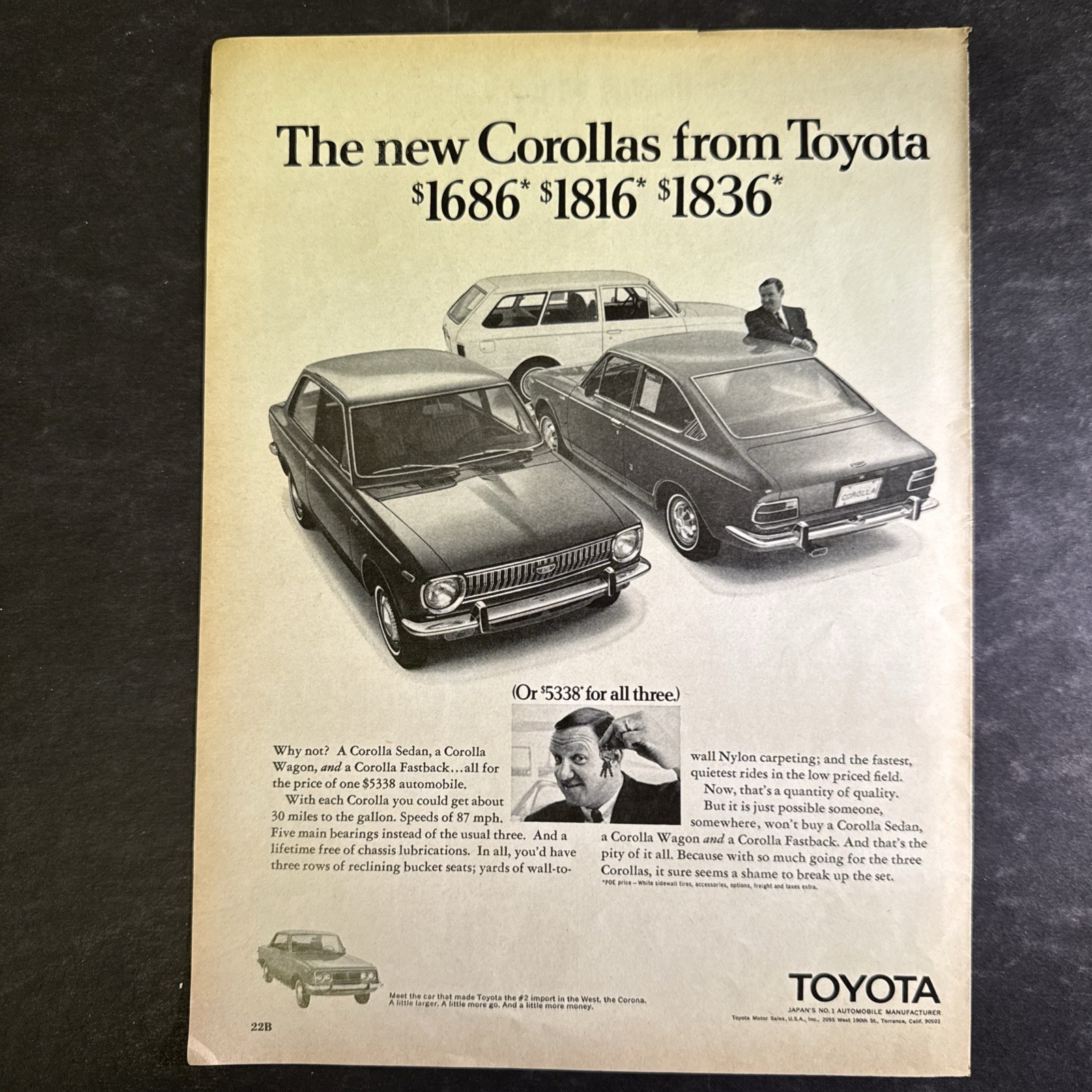 1969 TOYOTA COROLLA Print Ad • Original • 1960s ADV35 1969 TOYOTA COROLLA Print Ad • Original • 1960s ADV35