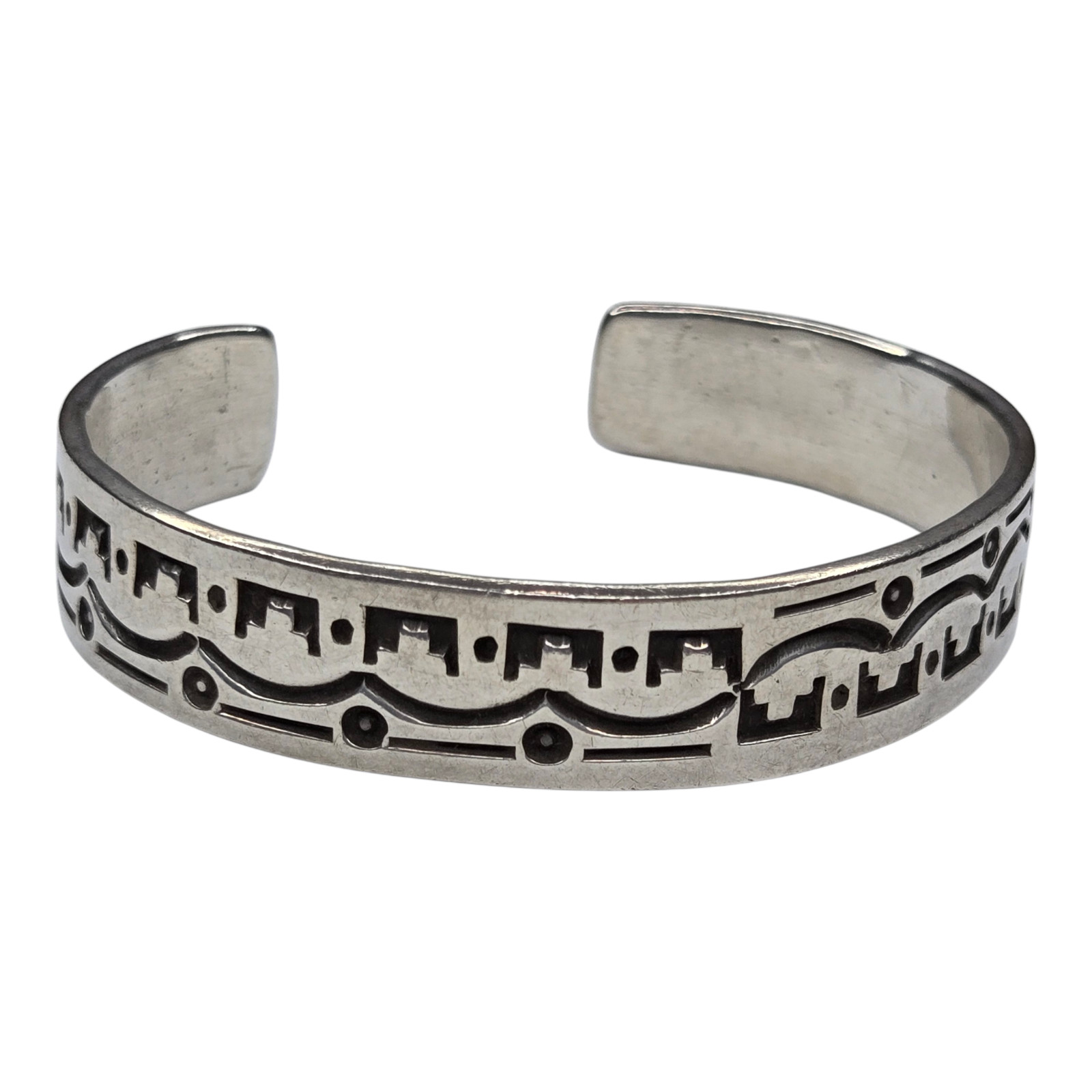 Vintage Native American Hopi Sterling Silver Cuff Bracelet Signed JJ Vintage Native American Hopi Sterling Silver Cuff Bracelet Signed JJ