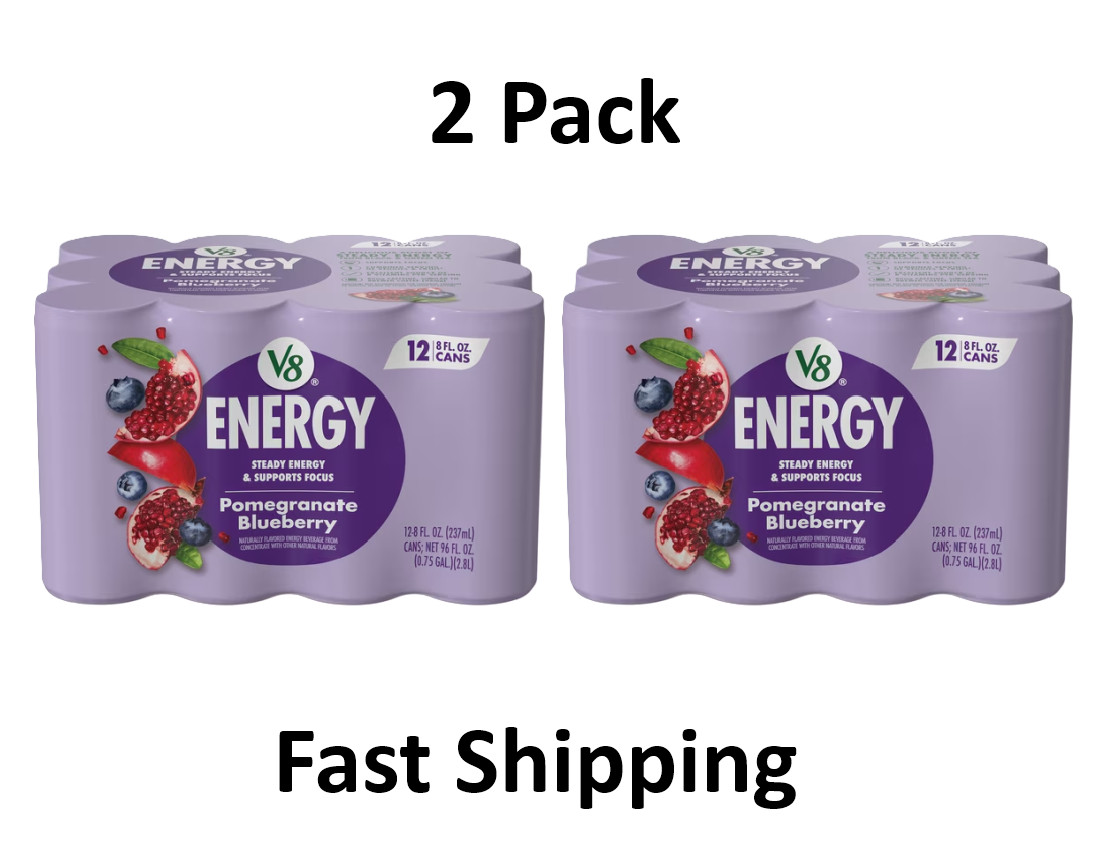 V8 Energy Pomegranate Blueberry Energy Drink, 8 fl oz, 12 Cans, 2 Pack V8 Energy Pomegranate Blueberry Energy Drink, 8 fl oz, 12 Cans, 2 Pack
