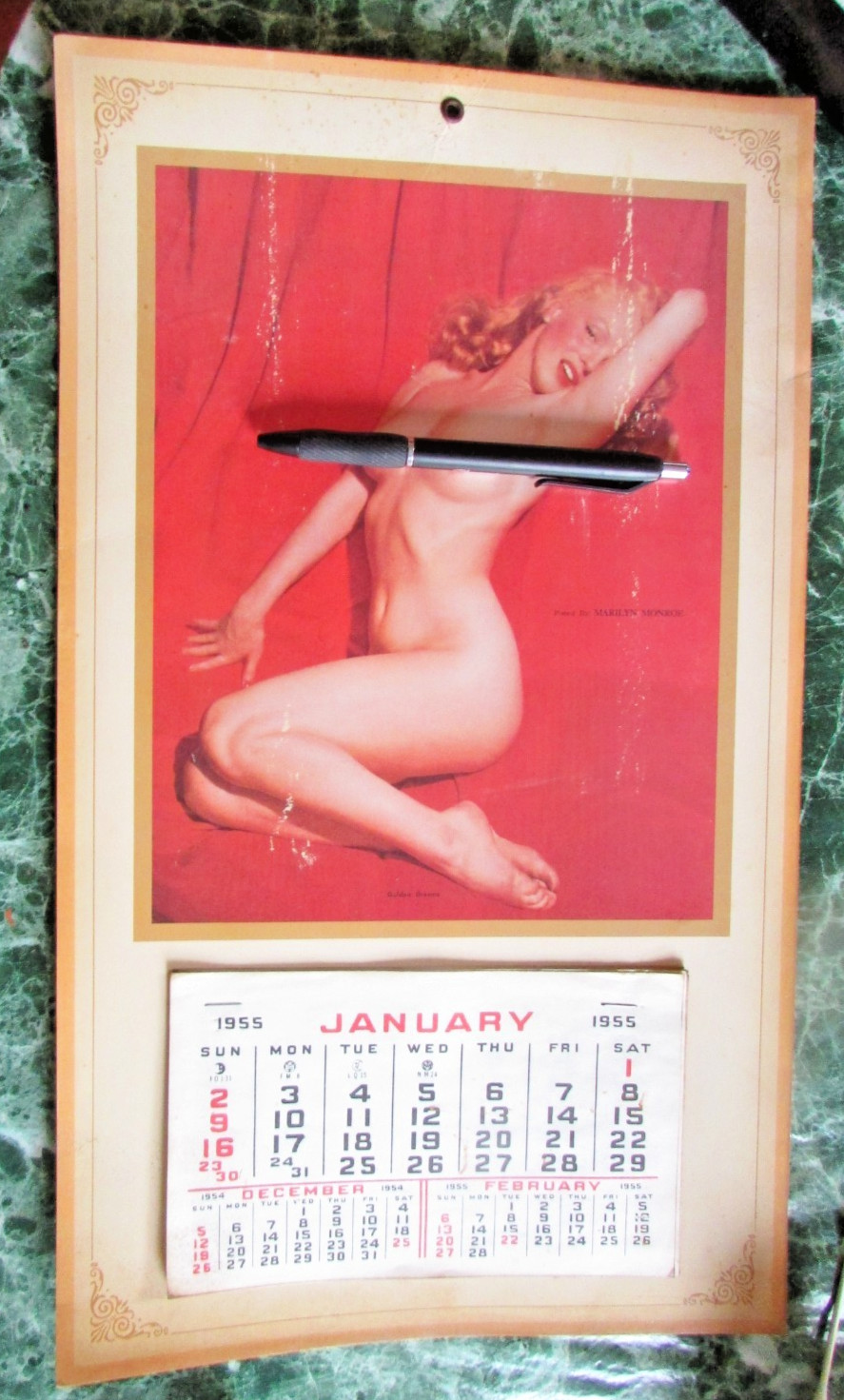 Vintage 1955 Marilyn Monroe Nude Calendar Original Golden Dreams - 17 x 10\ Vintage 1955 Marilyn Monroe Nude Calendar Original Golden Dreams - 17 x 10\