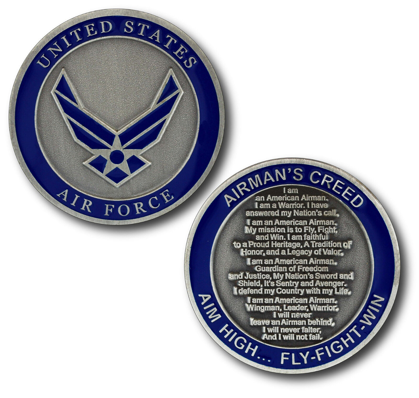 NEW USAF U.S. Air Force The Airman's Creed Aim High Fly Fight Win Challenge Coin