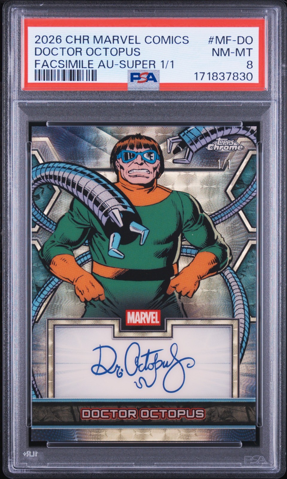 2026 TOPPS CHROME MARVEL AUTOGRAPHS DOCTOR OCTOPUS 1/1 2026 TOPPS CHROME MARVEL AUTOGRAPHS DOCTOR OCTOPUS 1/1