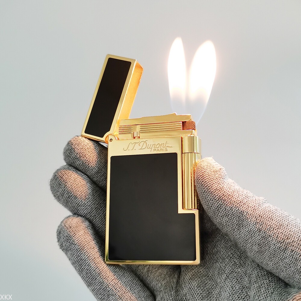 S.T. Dupont Double Flame Lighter Ping Sound Gas Refillable for Smoking Cigarette