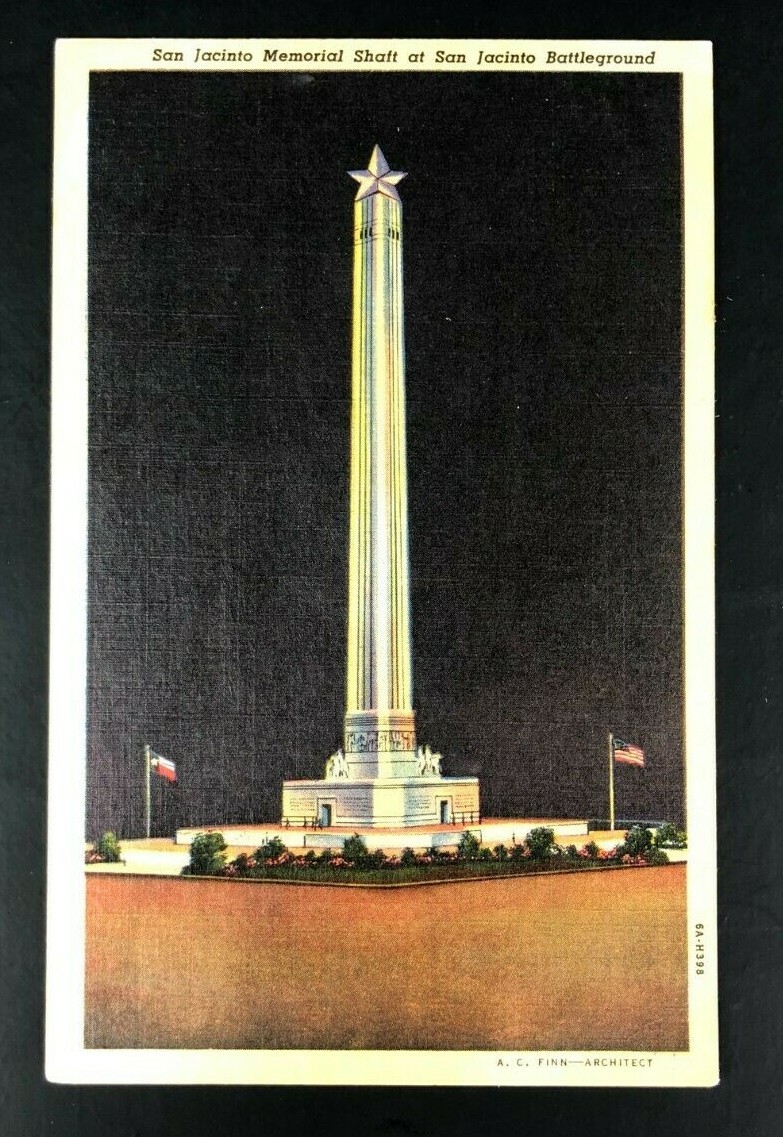 San Jacinto Memorial Shaft Postcard Vintage San Jacinto Battle Ground Linen VTG San Jacinto Memorial Shaft Postcard Vintage San Jacinto Battle Ground Linen VTG