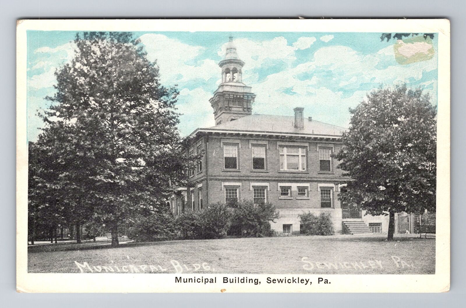 Sewickley PA-Pennsylvania, Municipal Building, Antique Vintage Souvenir Postcard