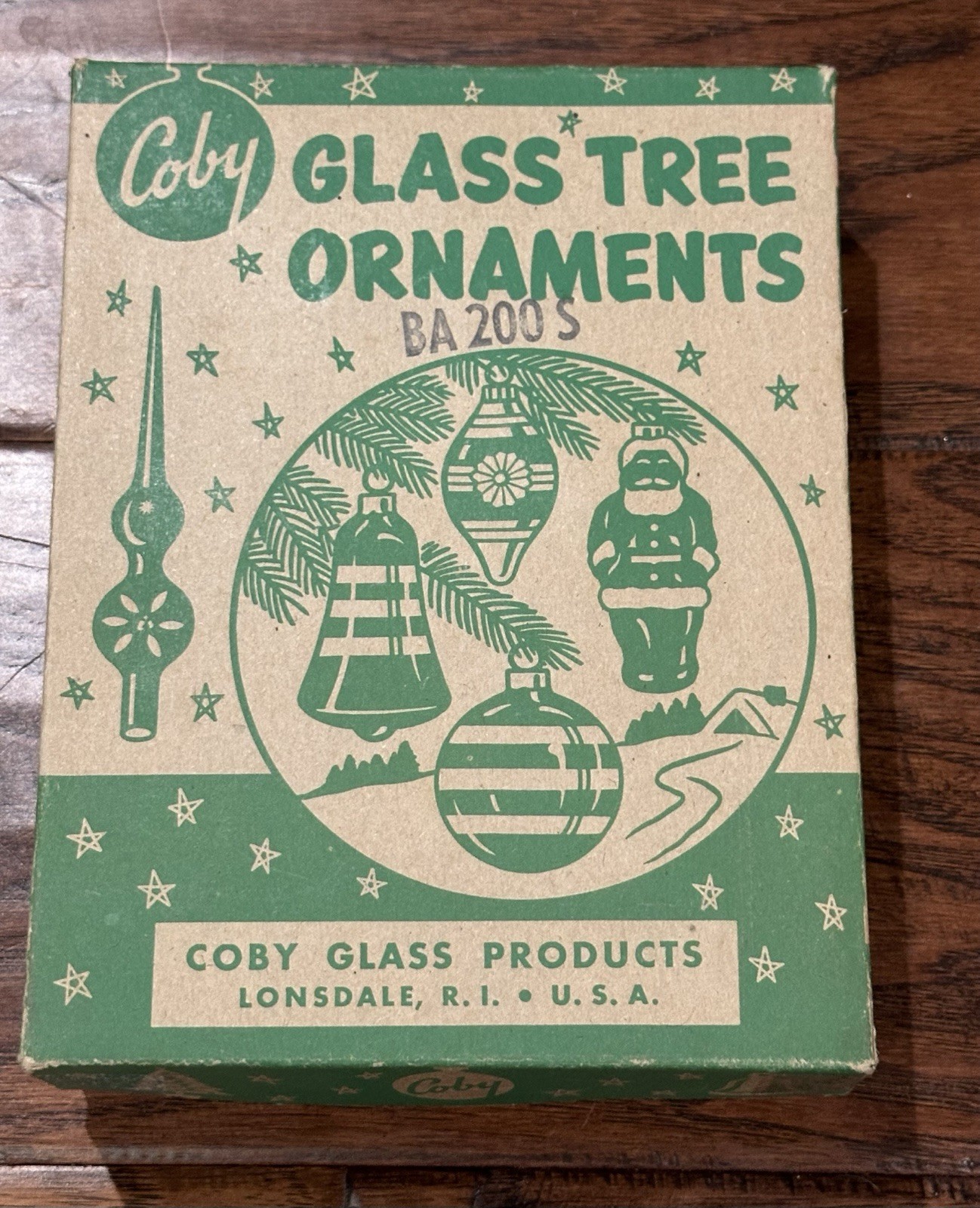 Vintage Coby Glass Christmas Ornament Box, With Lid