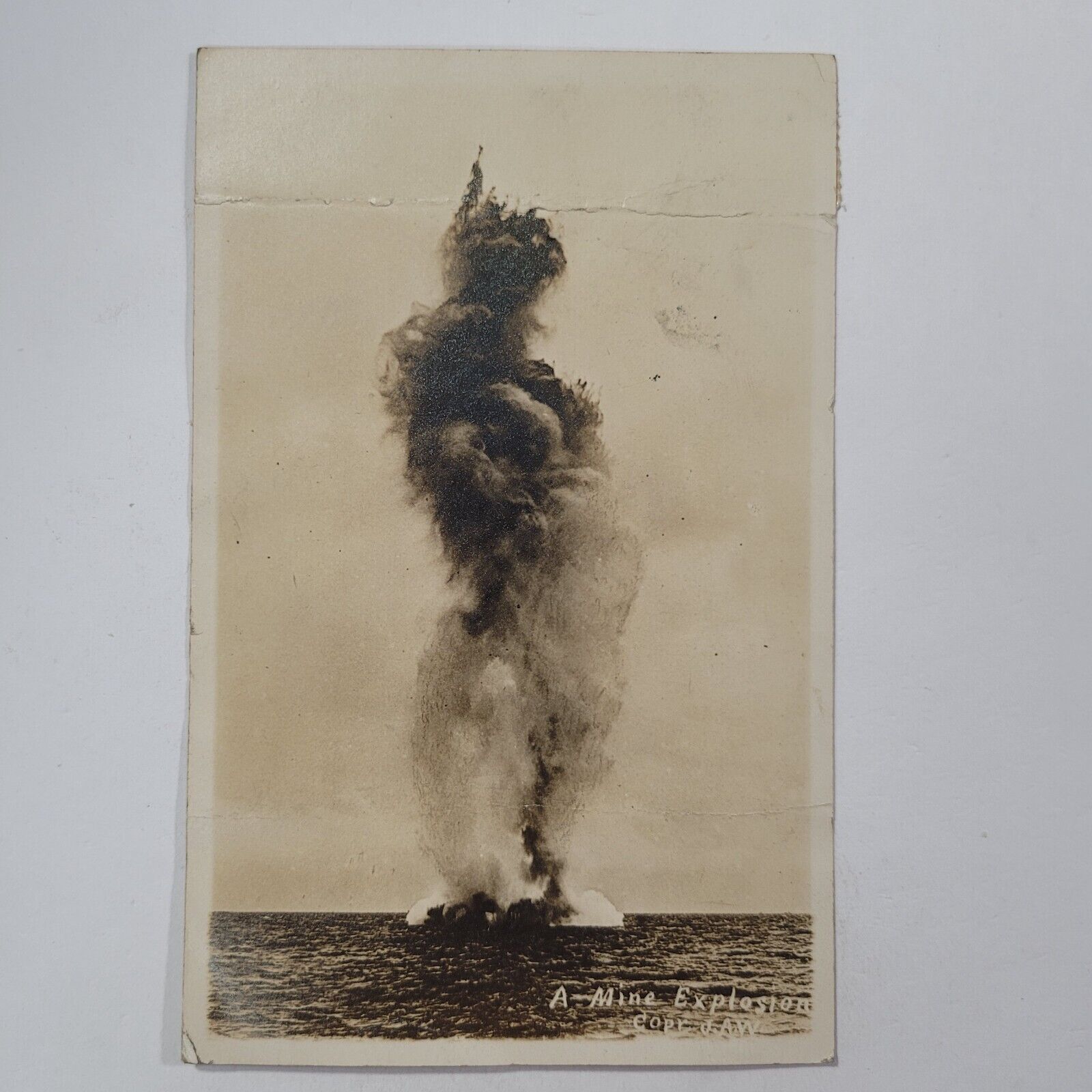 Coast Artillery Submarine Mine Exploding RPPC From Soldier At Fort Stevens OR