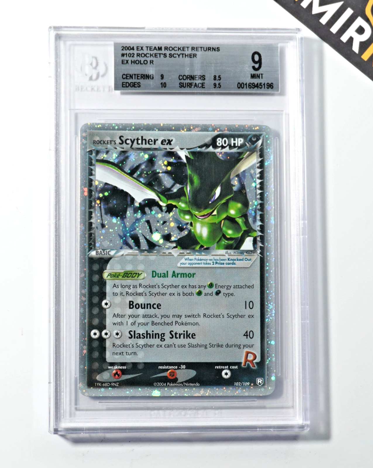 Pokemon BGS 9 Rocket's Scyther Ex #102 Holo Ex Team Rocket Returns 2004 English Pokemon BGS 9 Rocket's Scyther Ex #102 Holo Ex Team Rocket Returns 2004 English