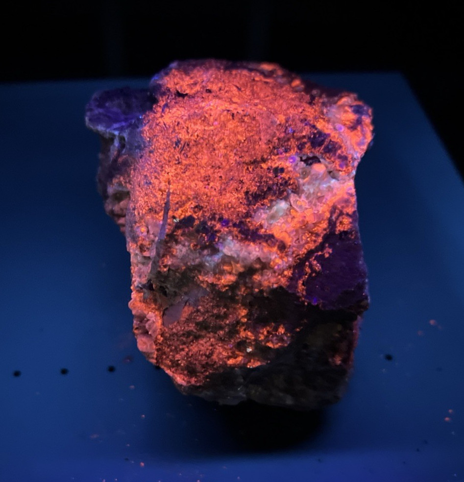 Ojuela Fluorite (UV) Calcite and Malachite in Matrix  Durango, Mex. 536 Grams