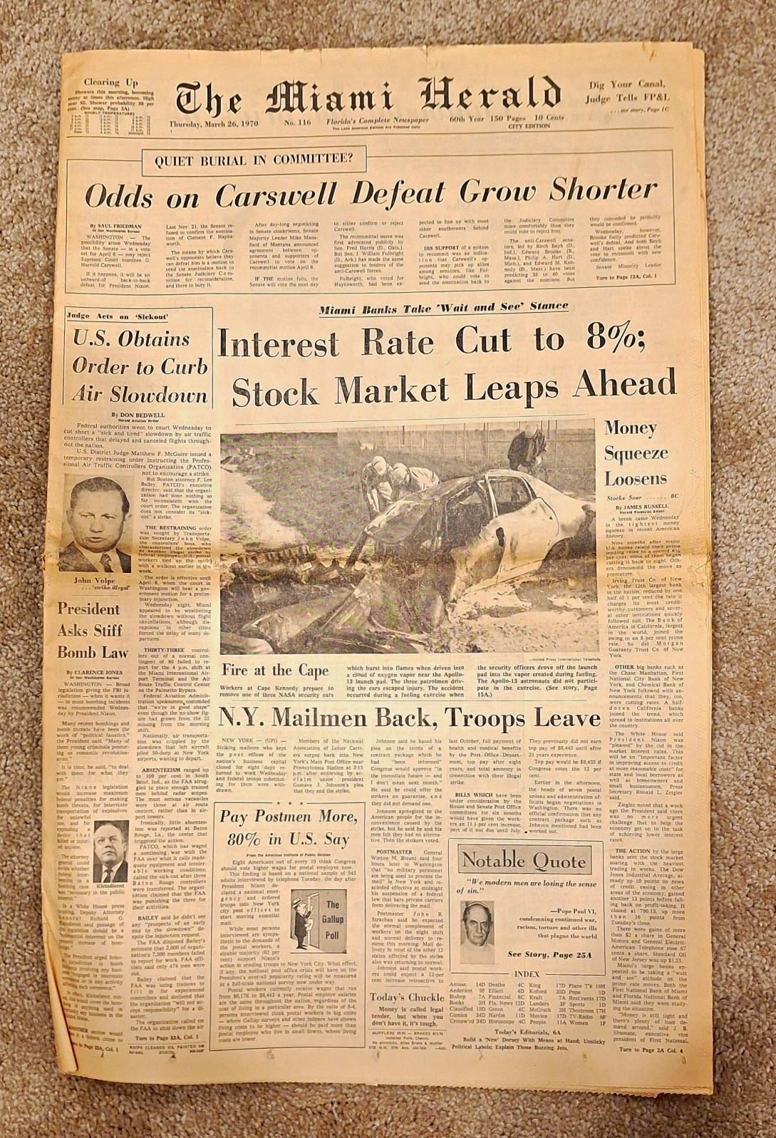 The Miami Herald Newspaper Complete Lot: Mar 26 1970 The Miami Herald Newspaper Complete Lot: Mar 26 1970