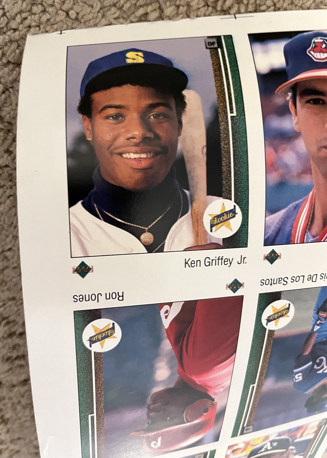 1989 Upper Deck Uncut Baseball Cards - Ken Griffey Jr RC (First Sheet) Rolled 1989 Upper Deck Uncut Baseball Cards - Ken Griffey Jr RC (First Sheet) Rolled