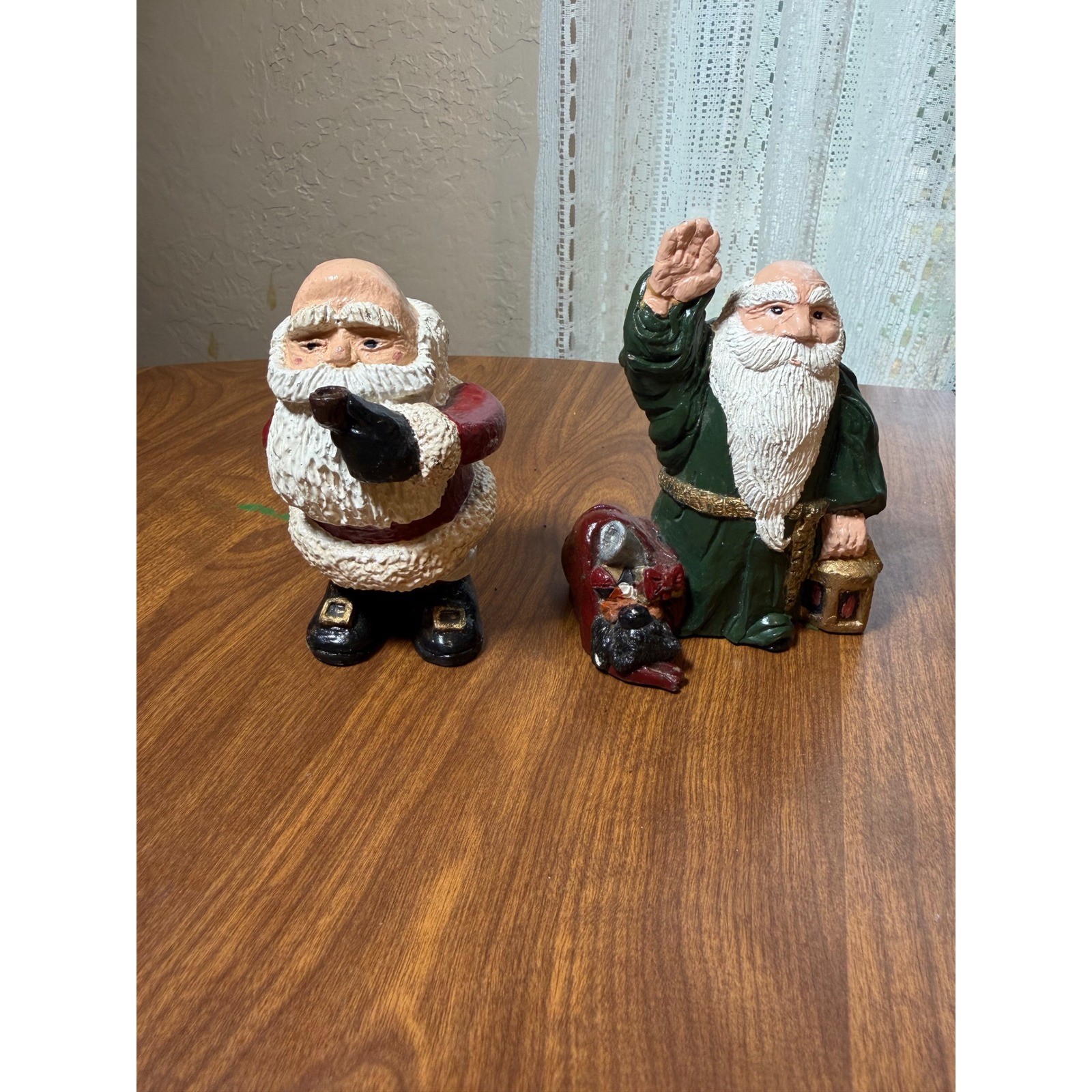 Vintage 1988 Signed Hand Painted Santa Figurines Lot of 2 Folk Art Christmas Vintage 1988 Signed Hand Painted Santa Figurines Lot of 2 Folk Art Christmas