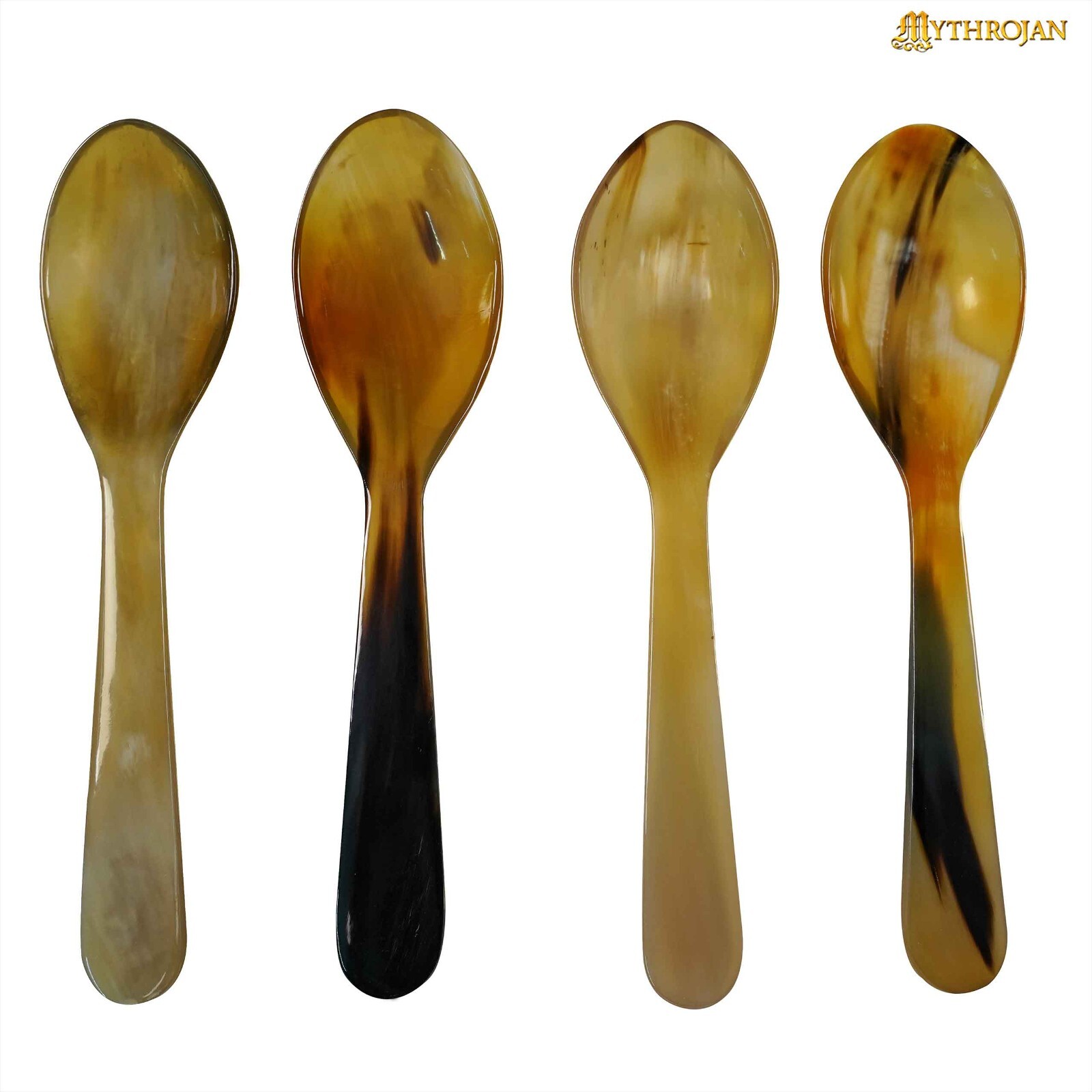 Medieval Genuine Horn Spoon Handcrafted For Viking Events Cosplay 4 Pcs 6.5 Inch