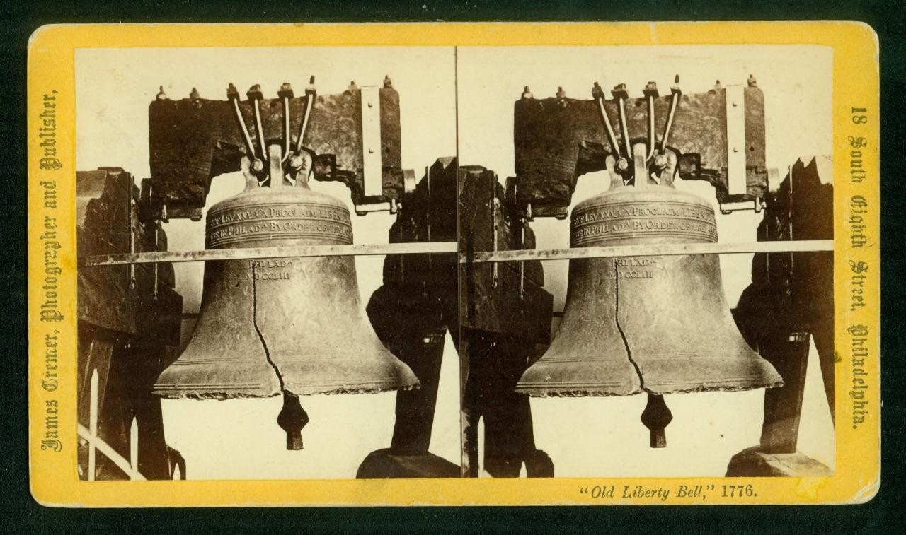 b304, James Cremer Stereoview, # -, Old Liberty Bell, Philadelphia, PA., 1870\'s
