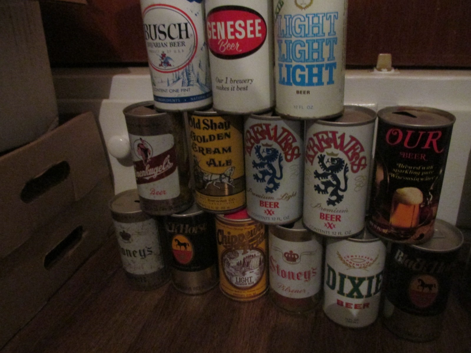 Nice 60\'s 70\'s ALL Straight Steel Beer Can Lot Pull Tabs Dixie Old Shay Stoney + Nice 60\'s 70\'s ALL Straight Steel Beer Can Lot Pull Tabs Dixie Old Shay Stoney +