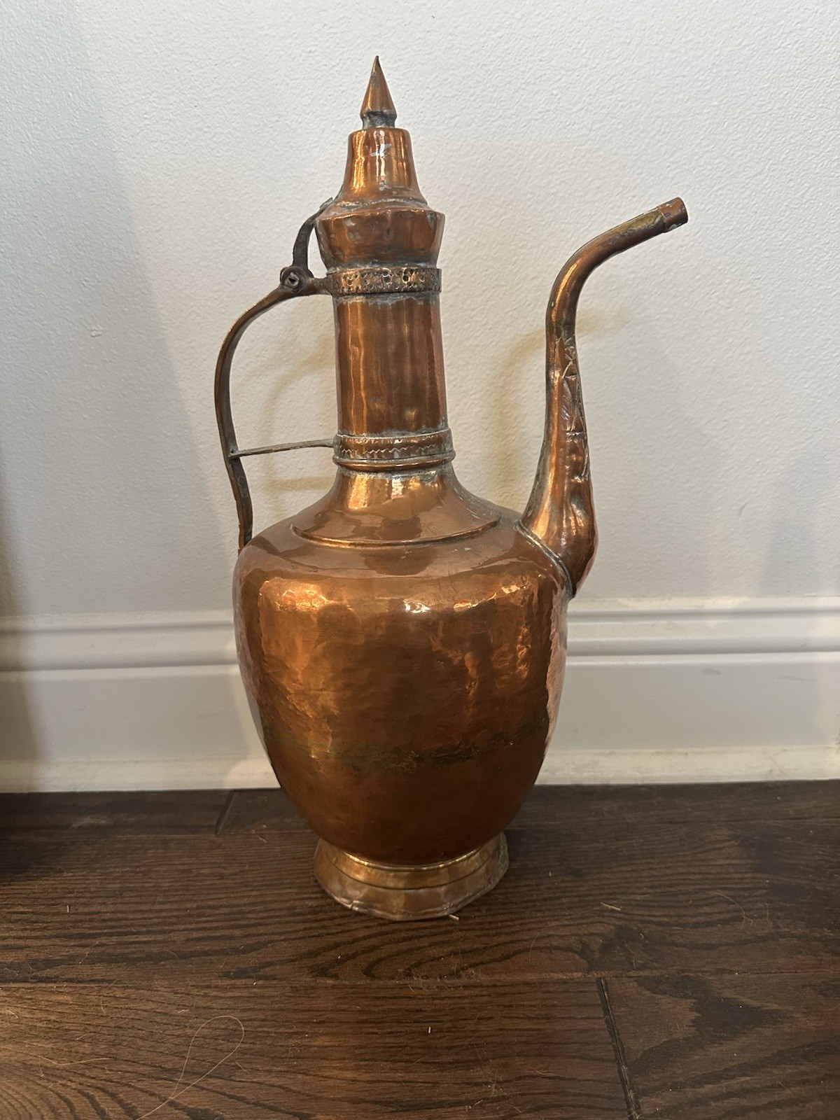 VTG IMAX Large Hand Hammered Turkish Copper Ewer Pitcher 18” Tall Great Patina VTG IMAX Large Hand Hammered Turkish Copper Ewer Pitcher 18” Tall Great Patina
