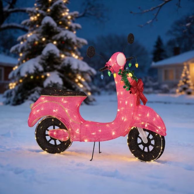 4 FT LED PINK SCOOTER CHRISTMAS OUTDOOR DECOR