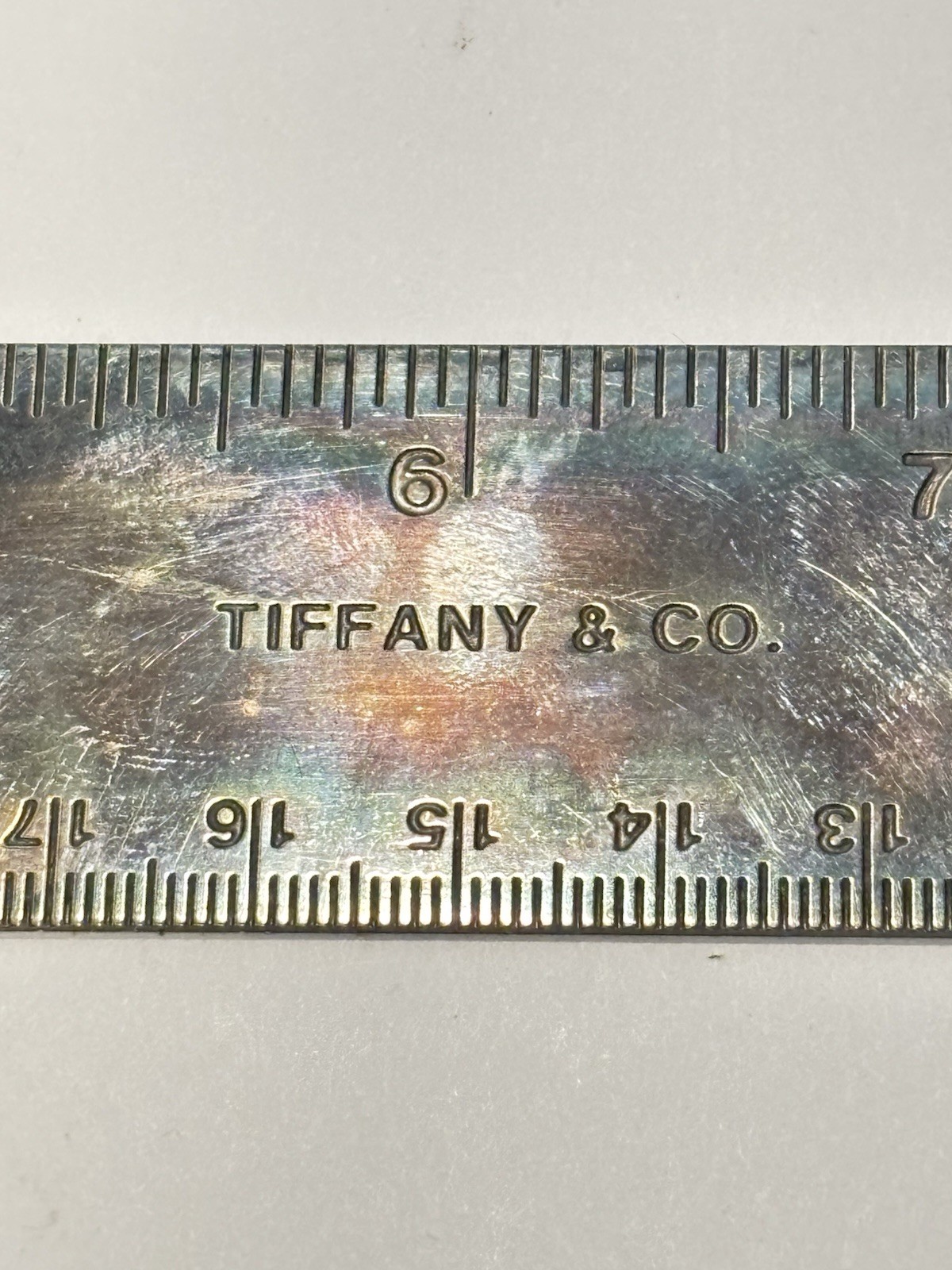 Vintage Tiffany & Co. 12” Silver Plate Desk Ruler Dual Scale Inch Metric Vintage Tiffany & Co. 12” Silver Plate Desk Ruler Dual Scale Inch Metric