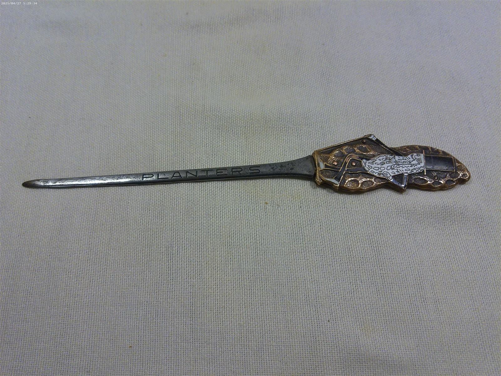 Vintage 1920s/30s Planters Peanut Mr Peanut Enamel Metal Letter Opener Vintage 1920s/30s Planters Peanut Mr Peanut Enamel Metal Letter Opener