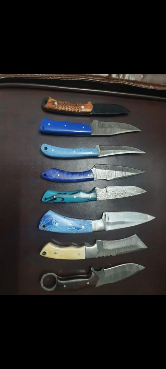 8pc Handmade Knife Lot for Resale | Mixed D2 & Damascus Fixed Blade Collection 8pc Handmade Knife Lot for Resale | Mixed D2 & Damascus Fixed Blade Collection