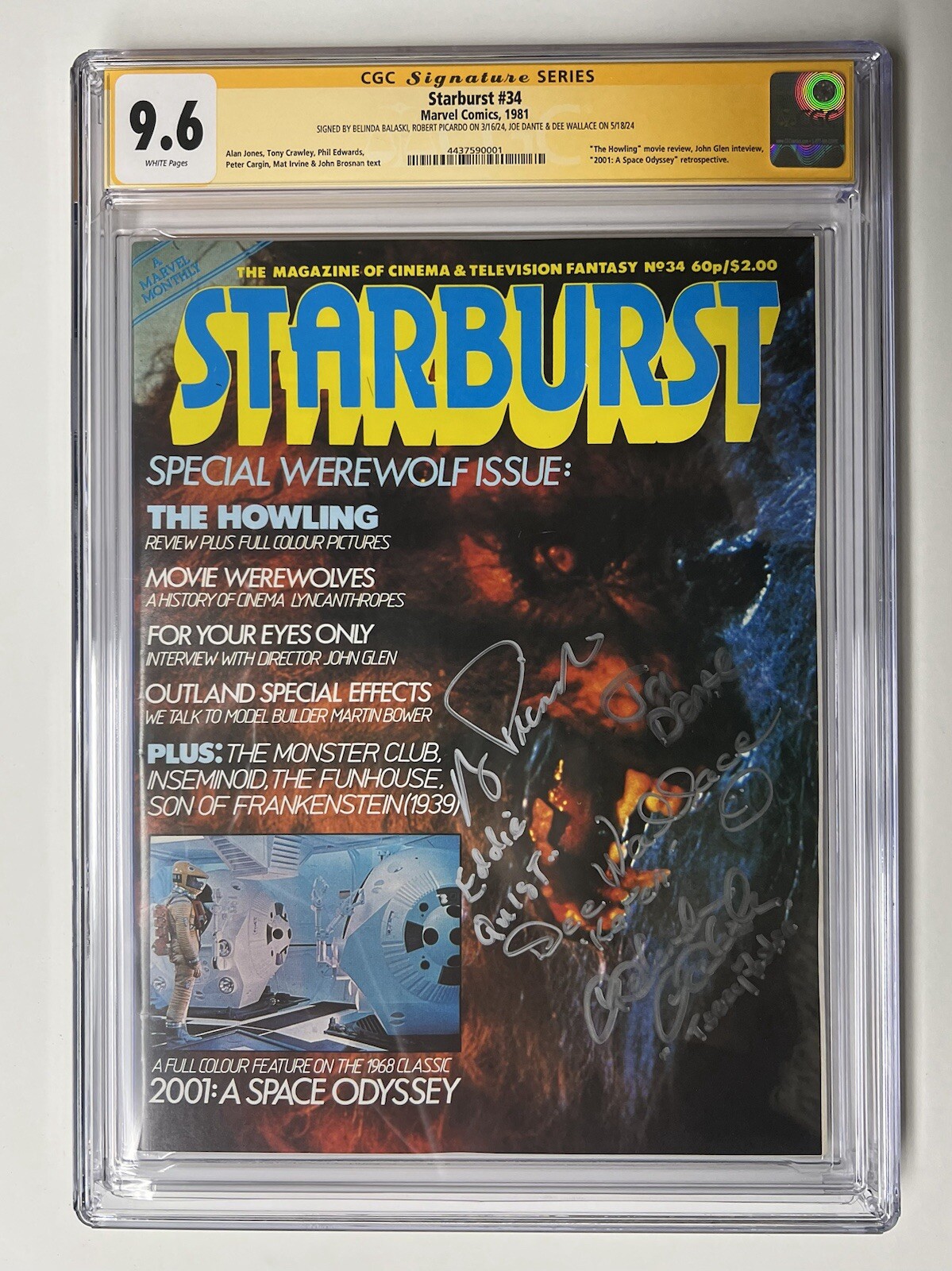 Starburst The Howling CGC Signature Series Dante, Picardo, Balaski, Wallace 9.6 Starburst The Howling CGC Signature Series Dante, Picardo, Balaski, Wallace 9.6