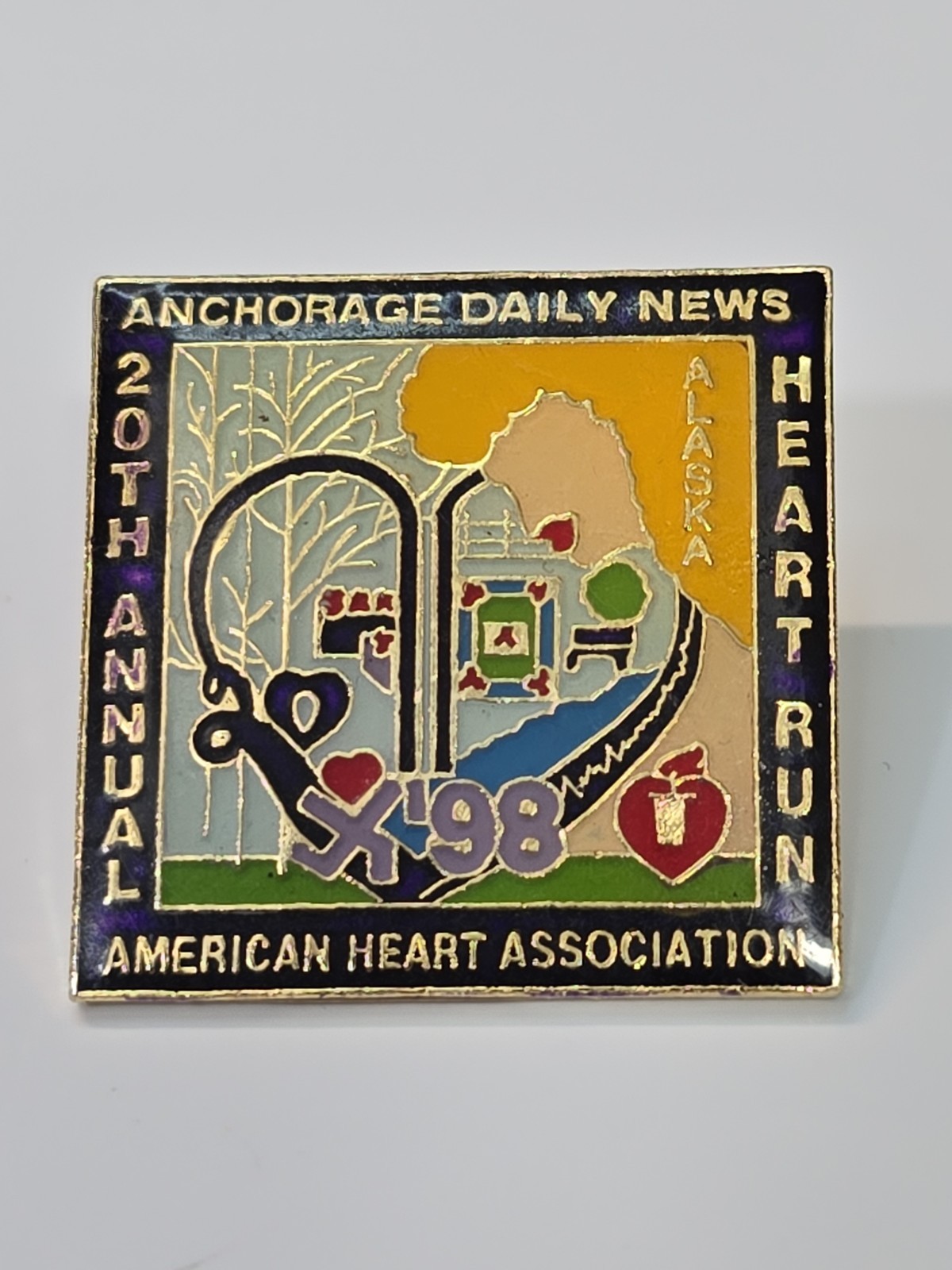 American Heart Association Anchorage Daily News Heart Run 20th Lapel Pin