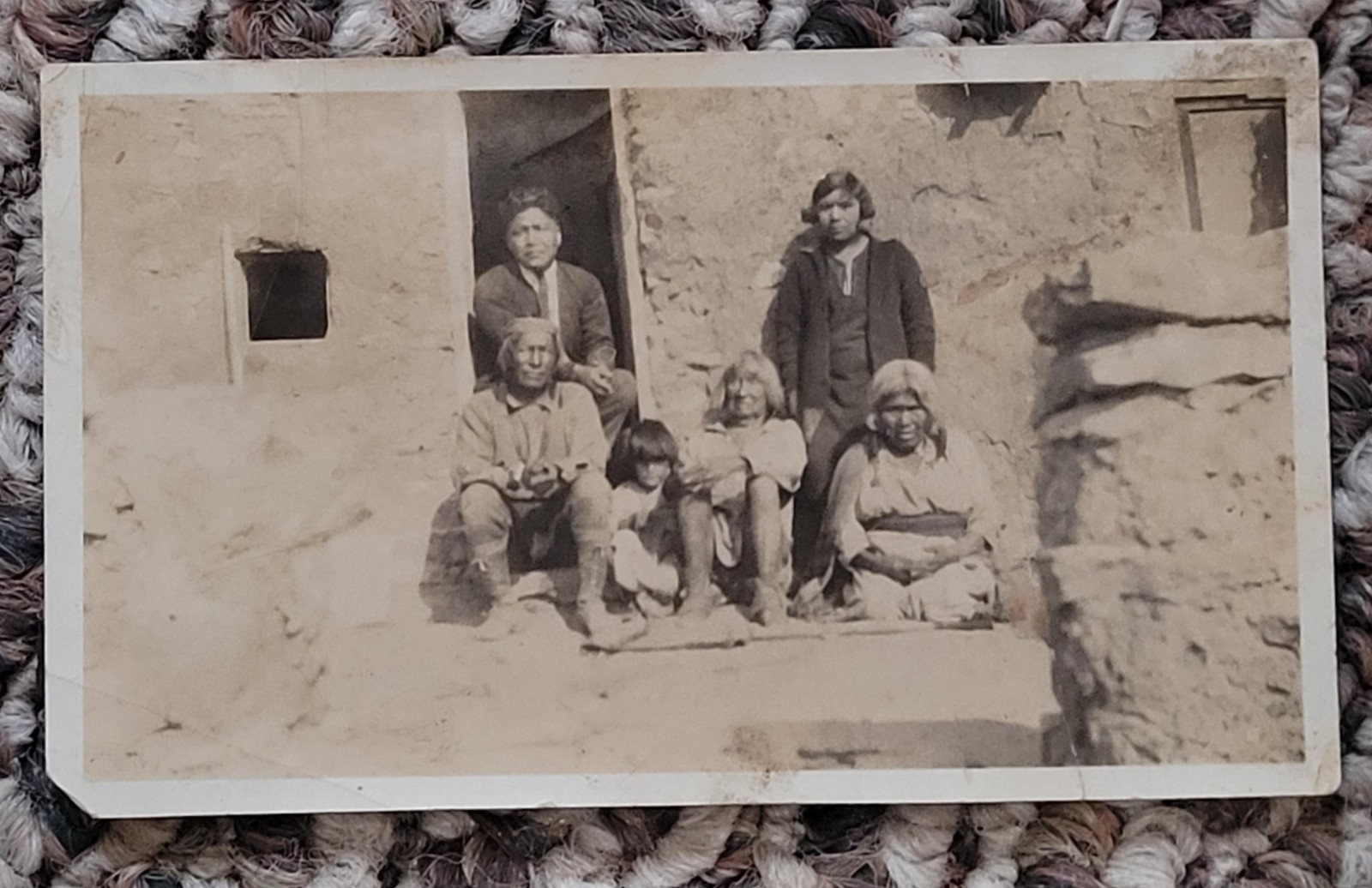 1920\'S CANDID PHOTO...STREET SCENE,NATIVE AMERICAN INDIAN POSING BY HOUSE