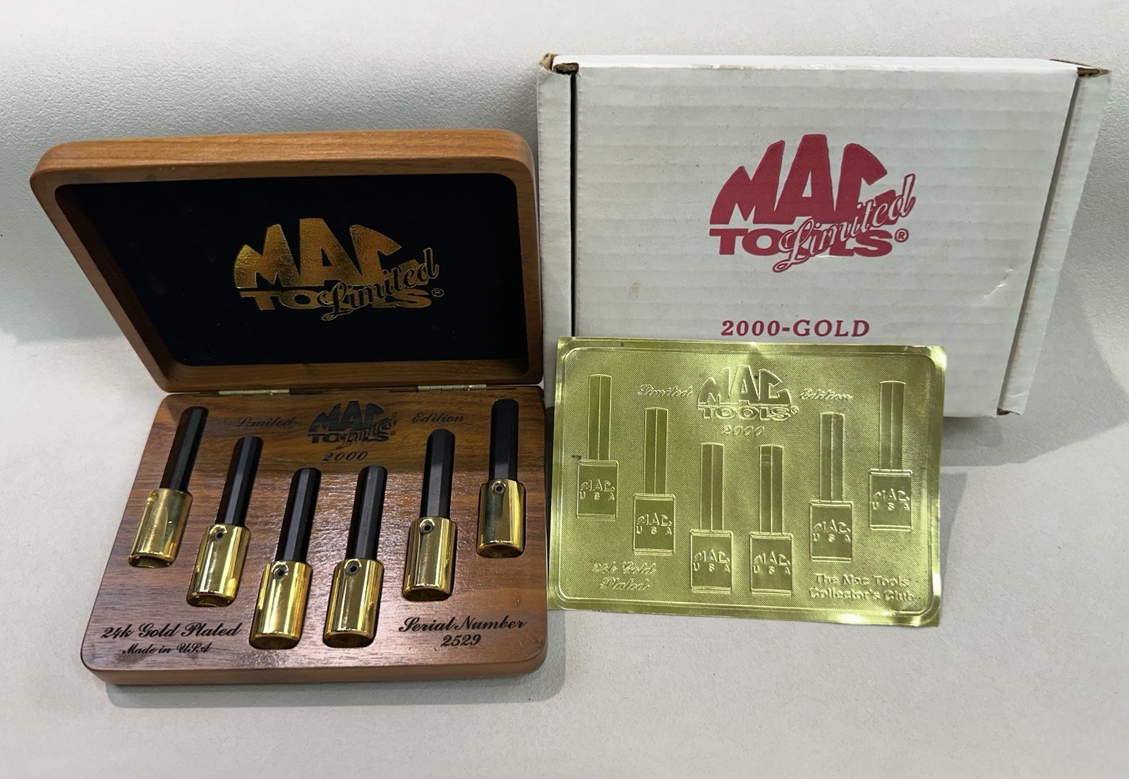 MAC TOOLS 2000 Limited Edition 24k Gold Plated 6 pc Allen Driver Hex Set MAC TOOLS 2000 Limited Edition 24k Gold Plated 6 pc Allen Driver Hex Set