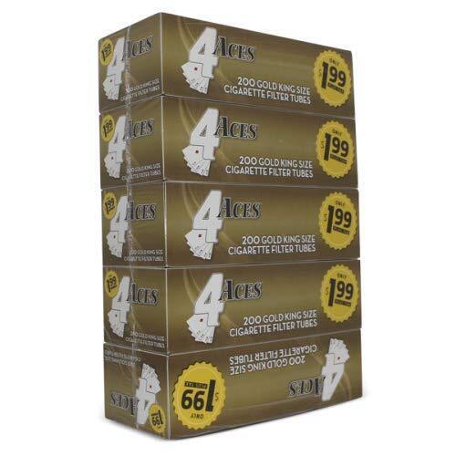 4 Aces Light King Size RYO Cigarette Tubes 200 Count Per Box (Pack of 5)
