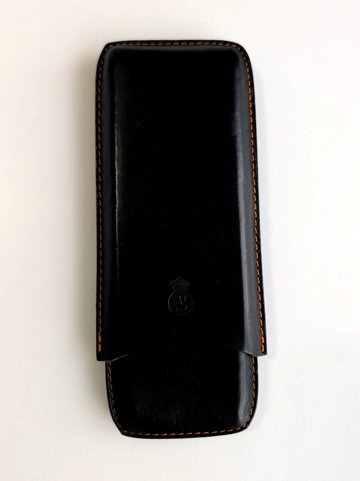 Vintage Leather Cigar Travel Case / 3 Churchill Size Cigars / Made In Italy Vintage Leather Cigar Travel Case / 3 Churchill Size Cigars / Made In Italy
