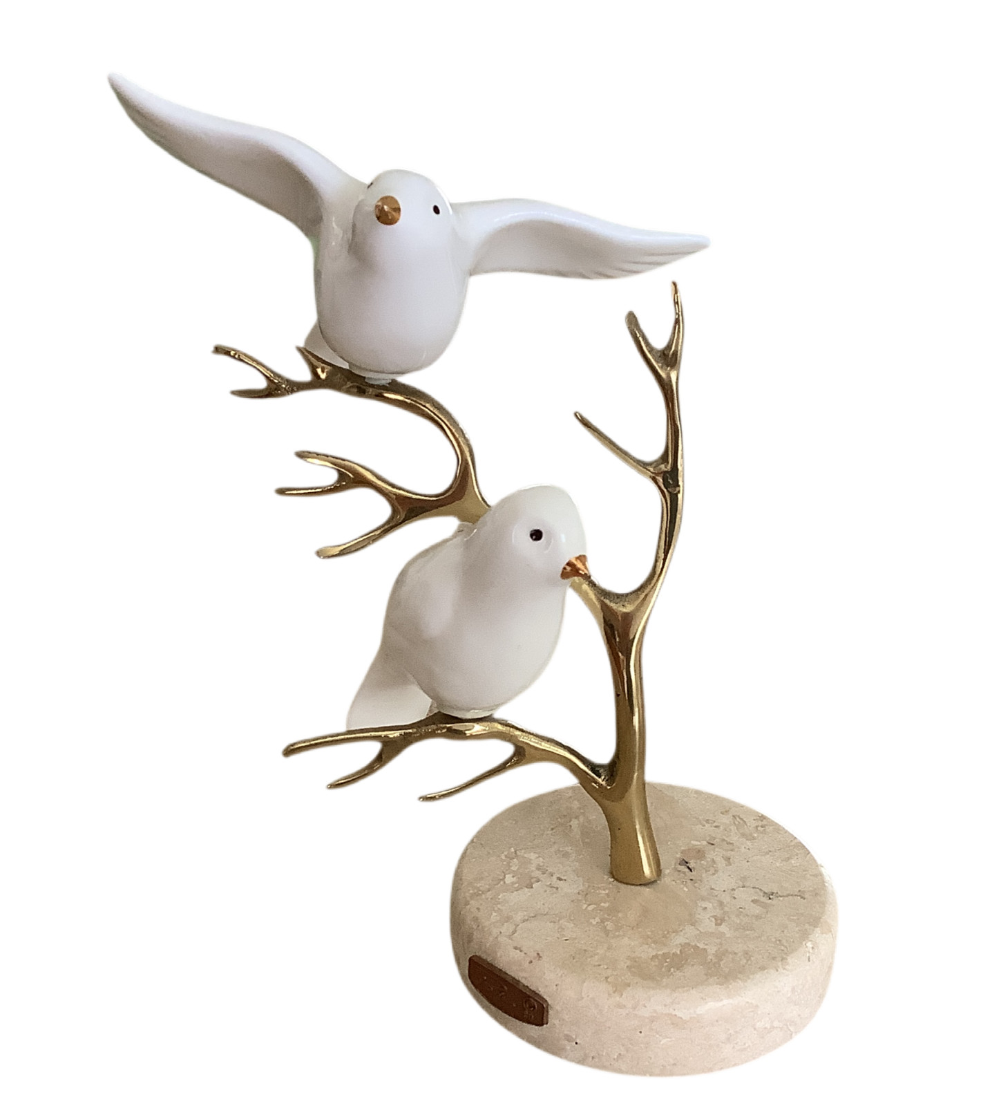 Vintage Bijan Ceramic & Brass Birds on Tree Sculpture w/Marble Base 9.5” x 7” Vintage Bijan Ceramic & Brass Birds on Tree Sculpture w/Marble Base 9.5” x 7”